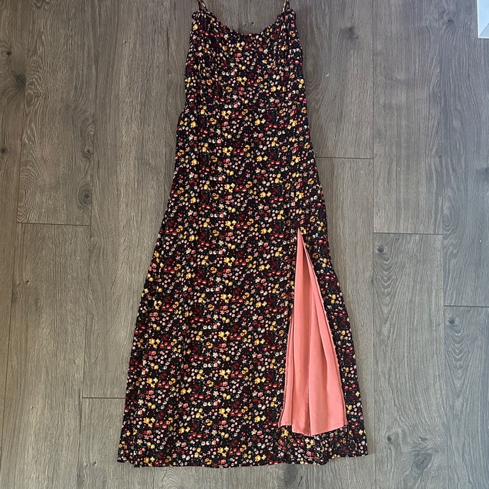 Floral Black and Pink Maxi Dress